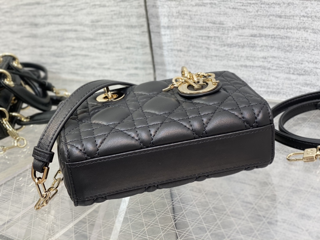 Micro Lady D-Joy Bag Black Cannage Lambskin